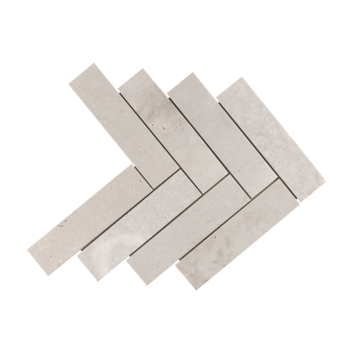 Natural Travertine Grey Herringbone Honed Mosaic