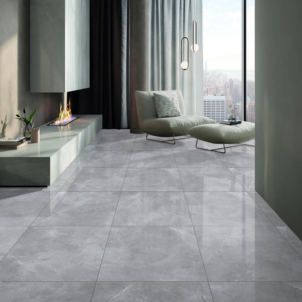 Dark Grey Polished Tile - lifestyle view
