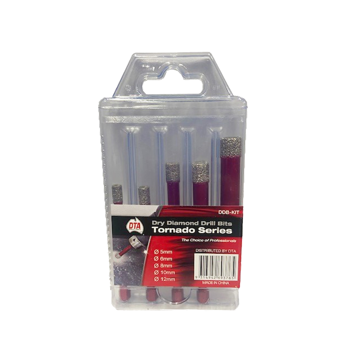 Dry Diamond Drill Bit Kit Hex - 5, 6, 8, 10, 12mm