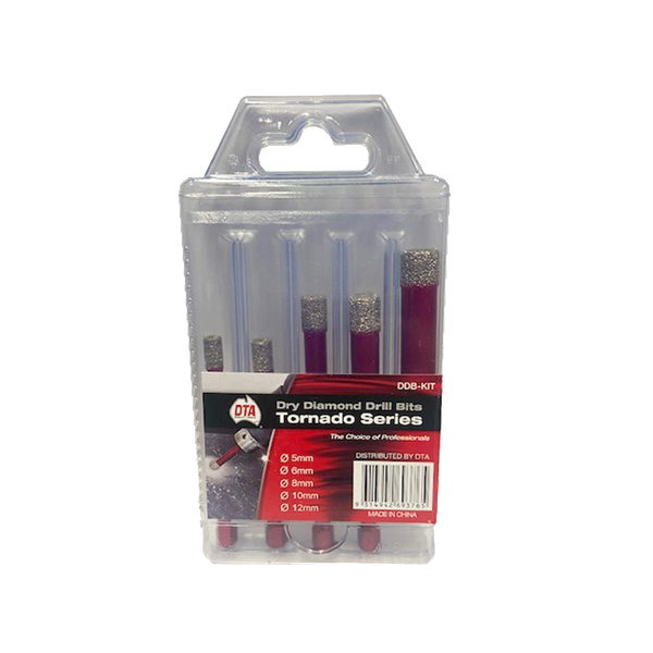 Dry Diamond Drill Bit Kit Hex - 5, 6, 8, 10, 12mm