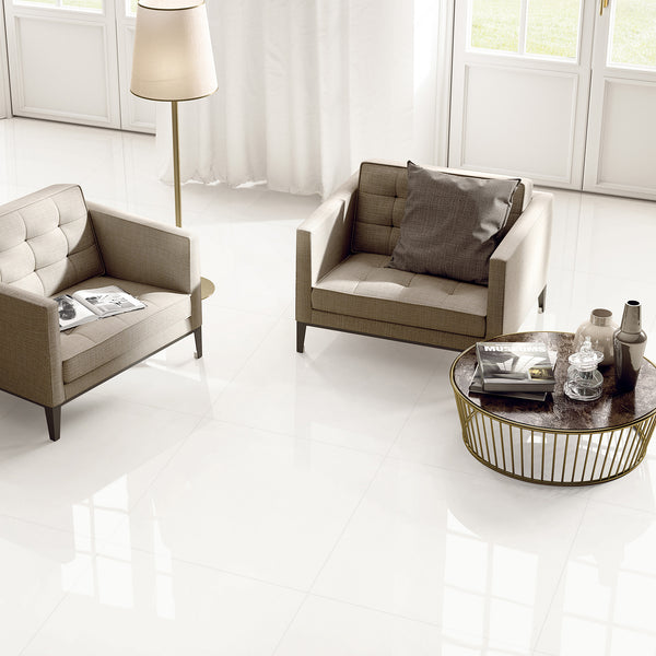 White Polished Tile - lifestyle view