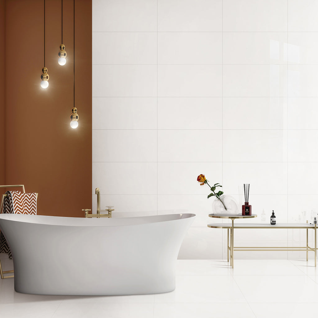 White Polished Tile - lifestyle view