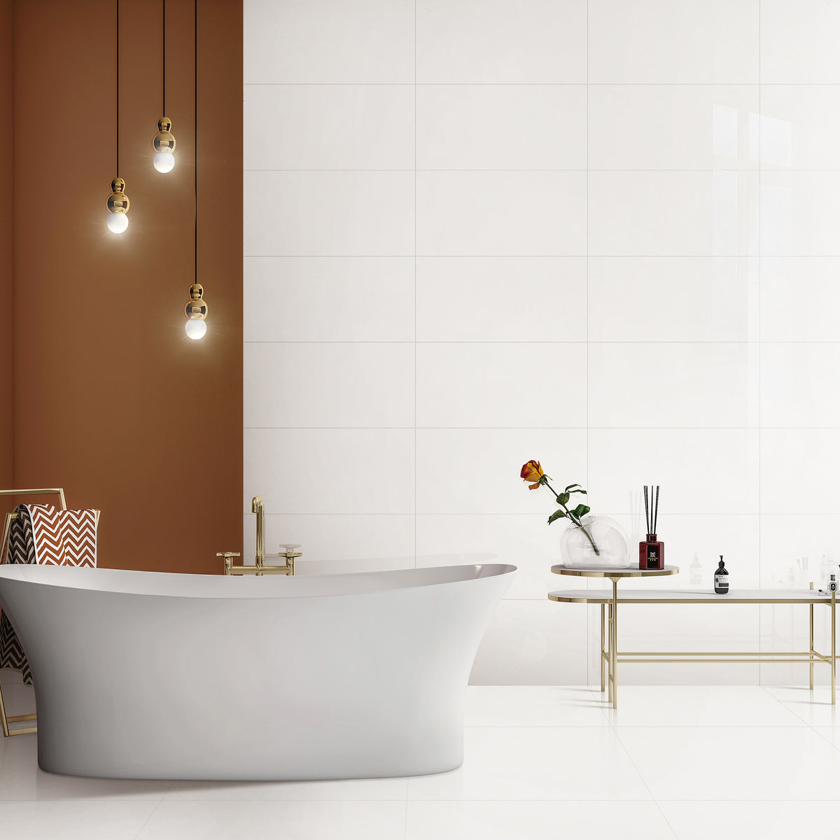 White Polished Tile - lifestyle view