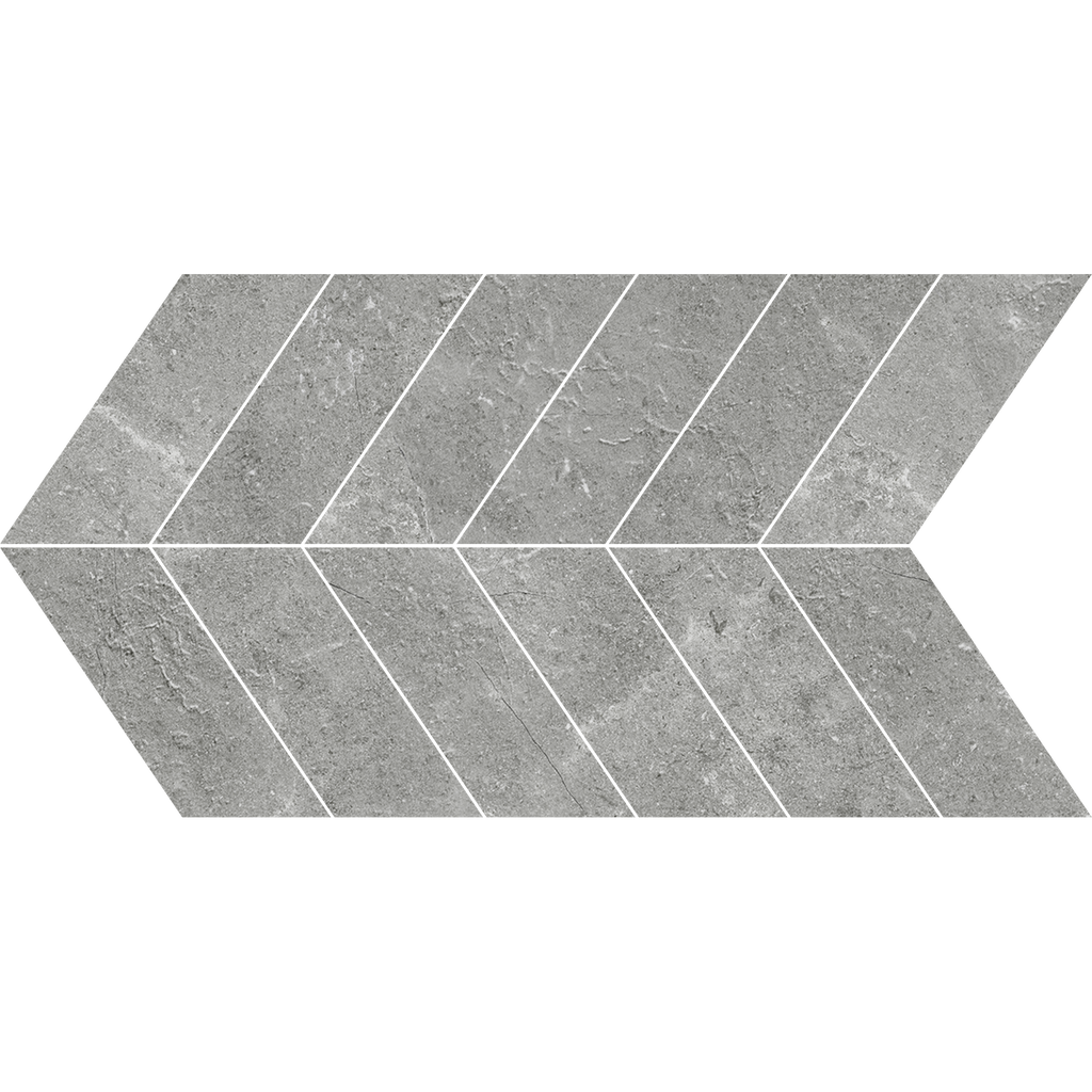 OmniStone Grey Chevron Microtec Textured Mosaic