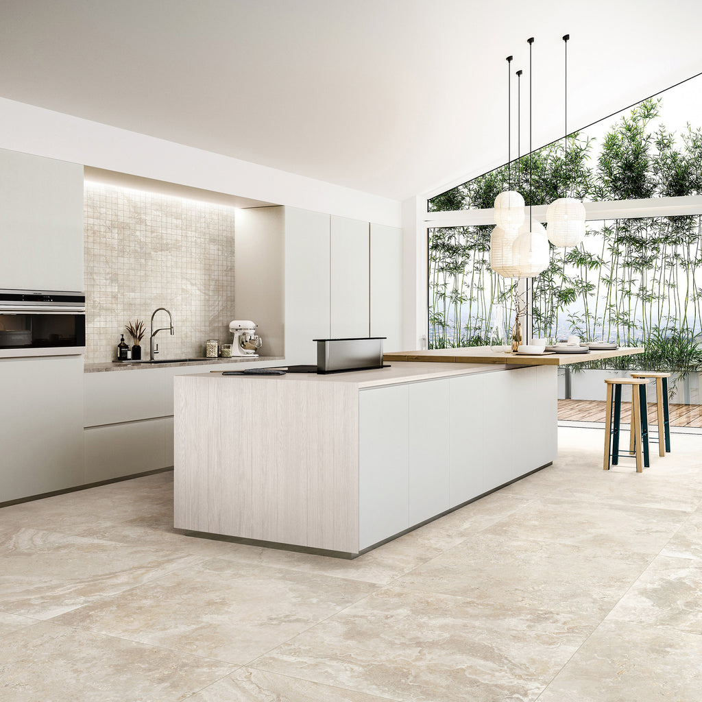 Travertine Crema Microtec Textured Mosaic - lifestyle view