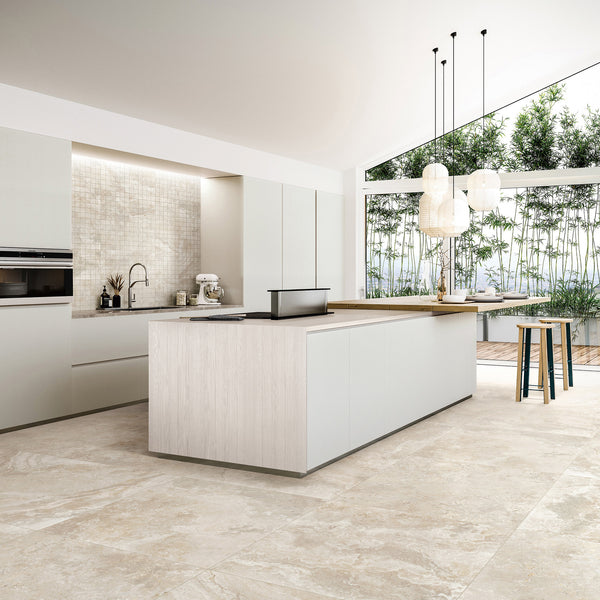 Travertine Crema Microtec Textured Mosaic - lifestyle view