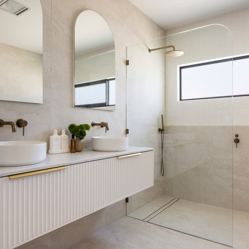 Travertine Avorio Microtec Textured Tile - lifestyle view