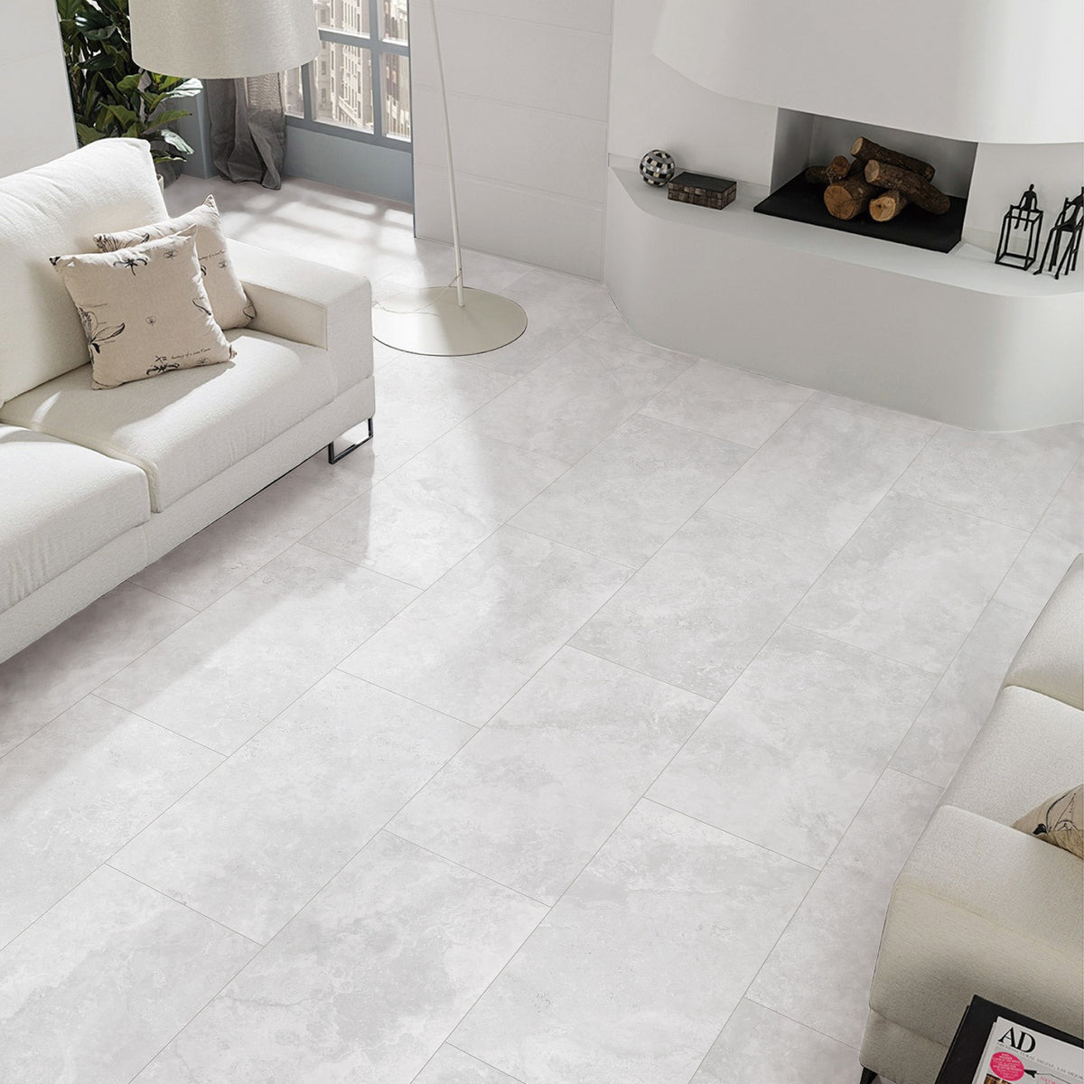 Travertine Cenere Microtec Textured Tile - lifestyle view