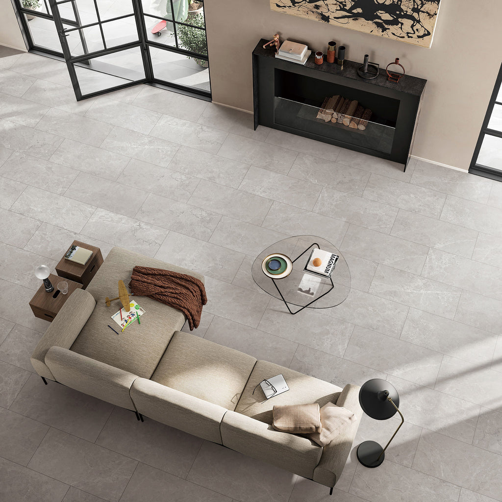 Light Grey Microtec Textured Tile - lifestyle view