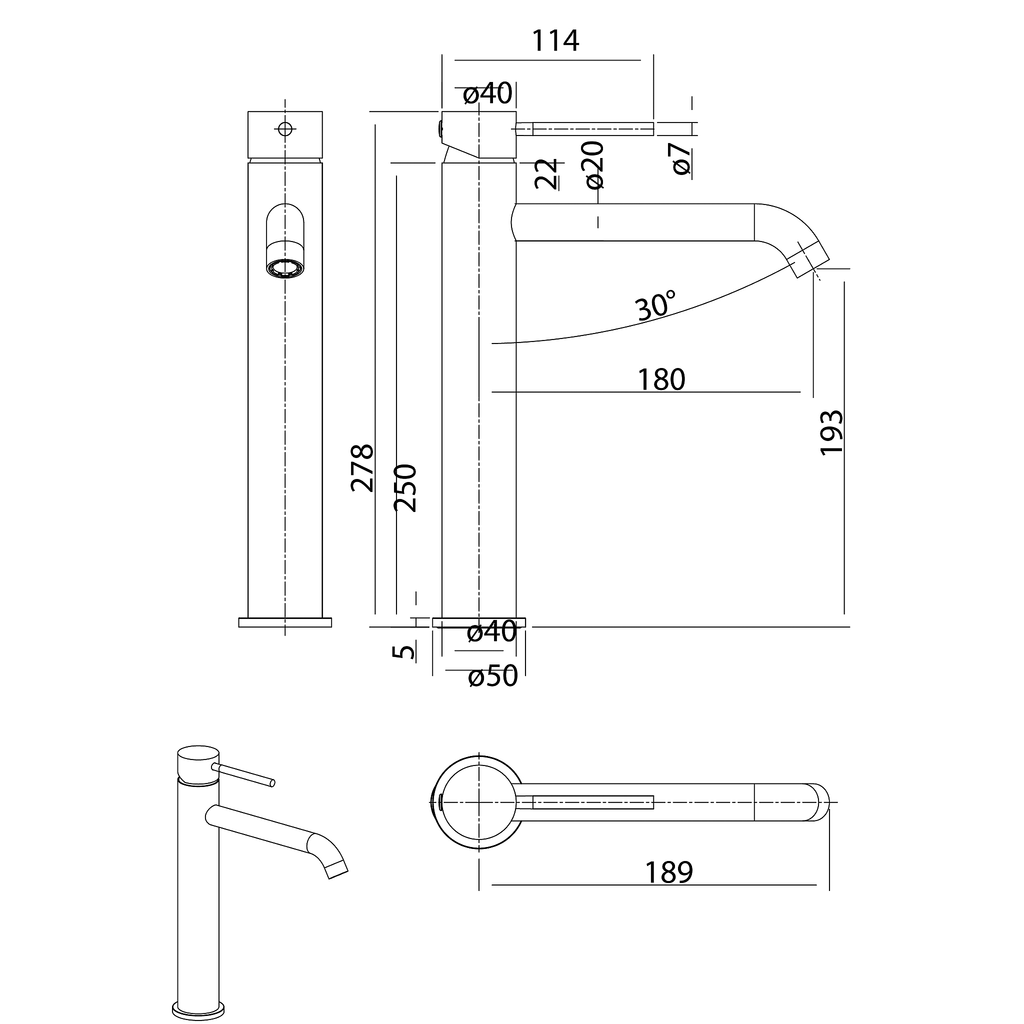 Vessel Basin Mixer Brushed Copper