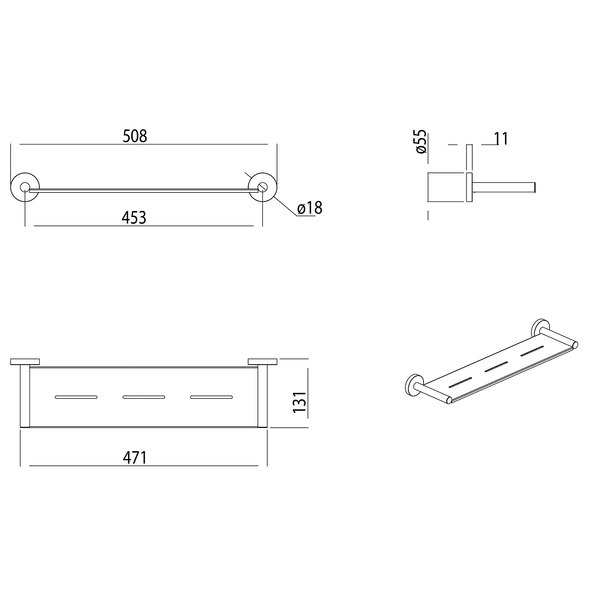 Metal Shower Shelf 544 Brushed Copper