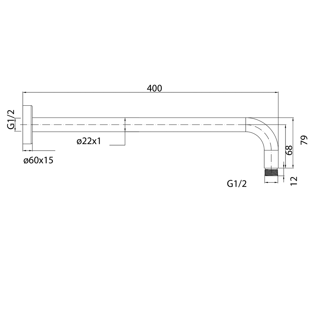 Shower Arm 400 Brushed Copper