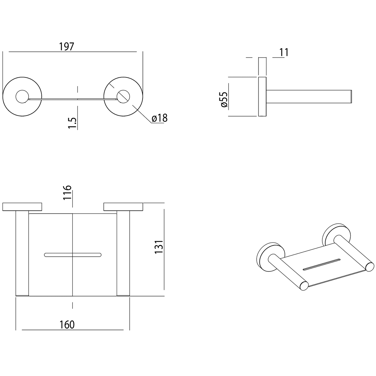 Soap Shelf 193 Brushed Copper