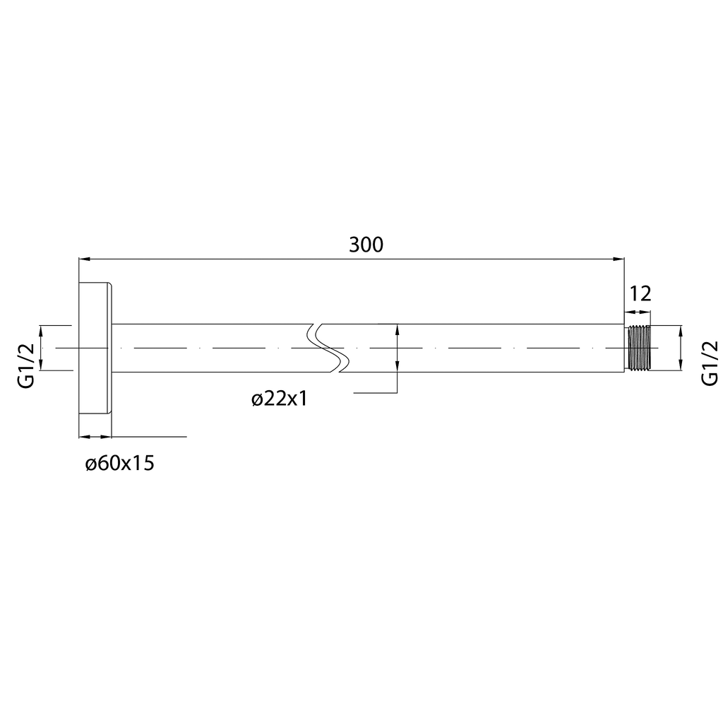 Ceiling Shower Arm 300 Brushed Copper