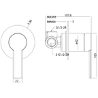 Wall/Shower Mixer Brushed Copper
