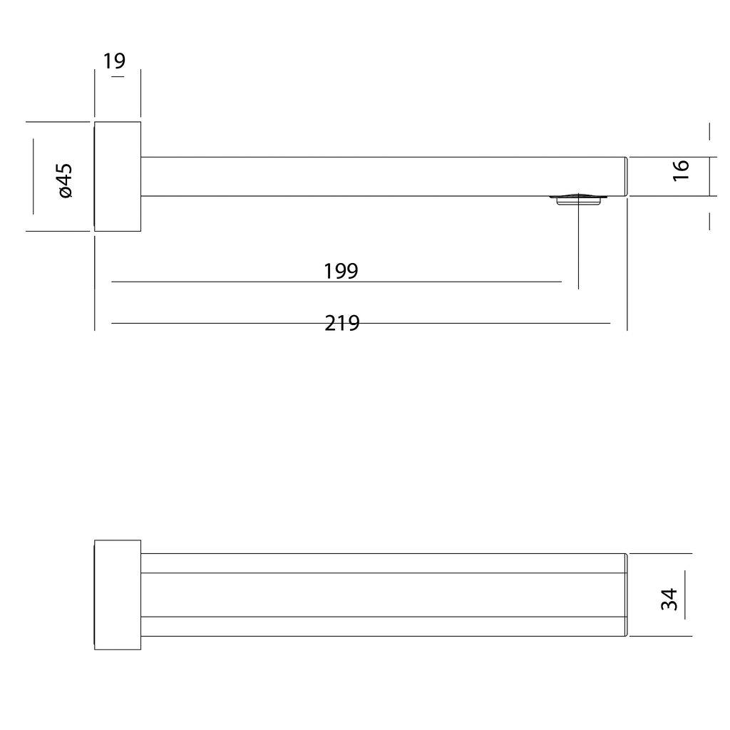 Bath/Basin Outlet 180 Brushed Copper