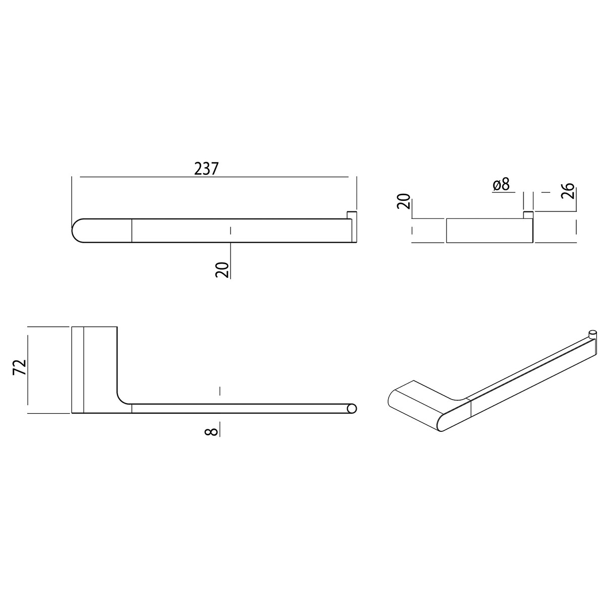Towel Bar Brushed Copper