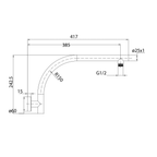 Curved Shower Arm 412 Brushed Copper
