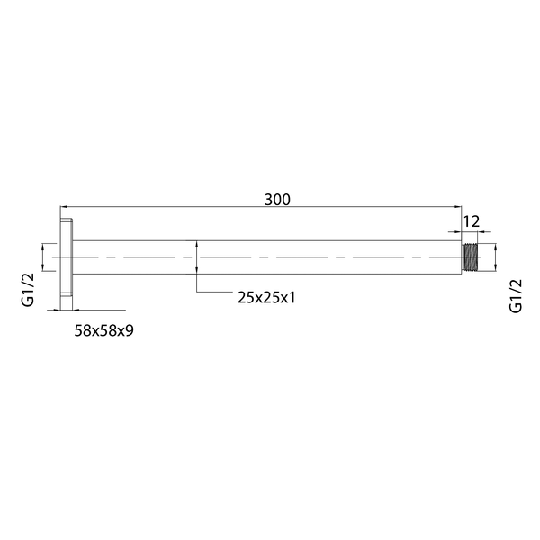 Ceiling Shower Arm 300 Brushed Copper