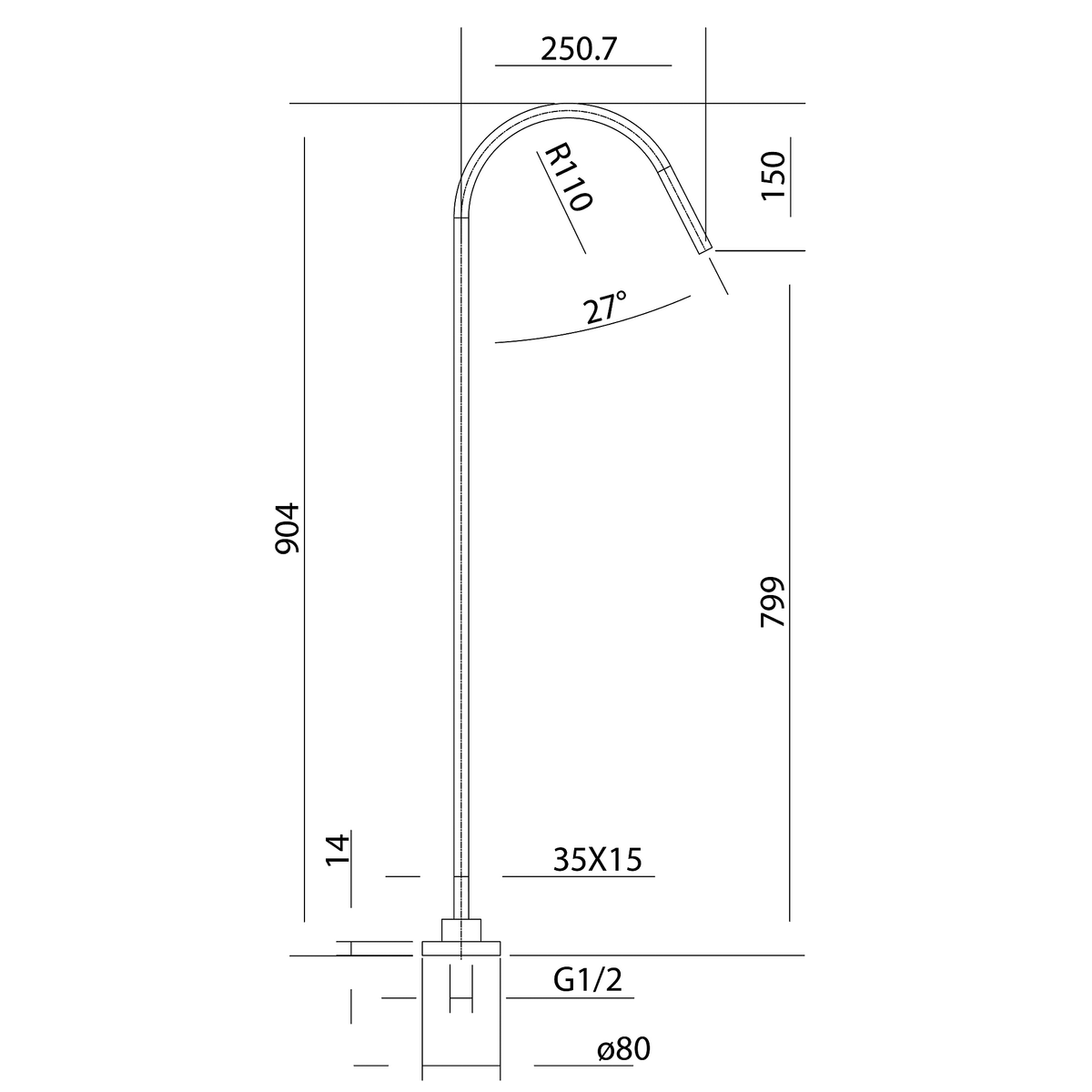 Floor Bath Outlet Brushed Copper