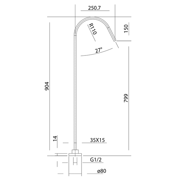 Floor Bath Outlet Brushed Copper