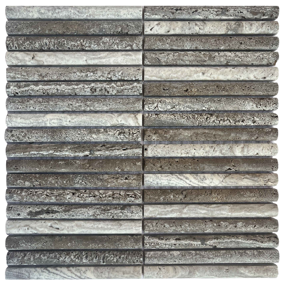 Natural Travertine Brown Embossed Honed Mosaic