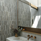 Natural Travertine Brown Embossed Honed Mosaic - lifestyle view
