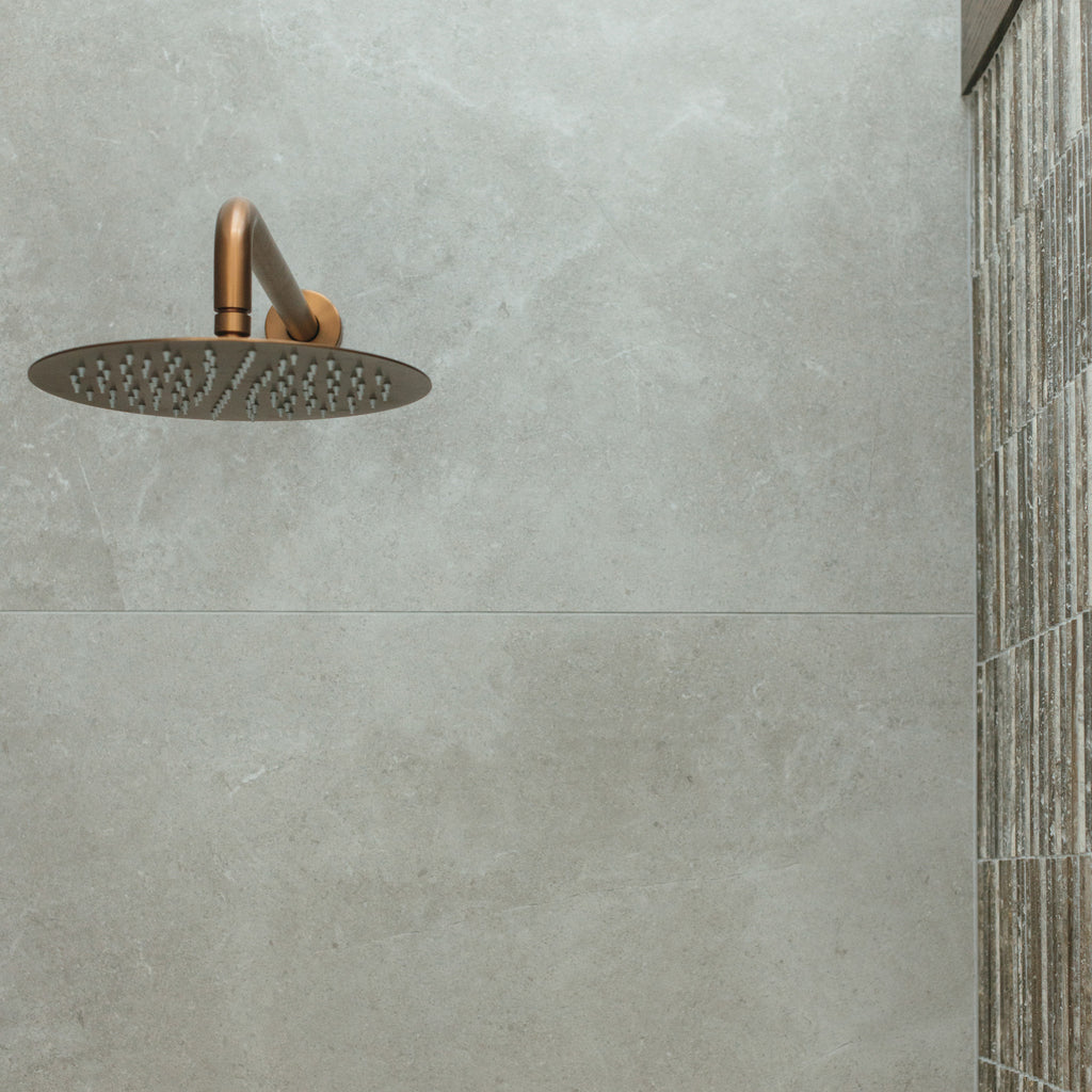 Natural Travertine Brown Embossed Honed Mosaic - lifestyle view
