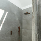 Natural Travertine Brown Embossed Honed Mosaic - lifestyle view