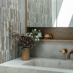Natural Travertine Brown Embossed Honed Mosaic - lifestyle view