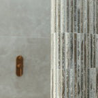 Natural Travertine Brown Embossed Honed Mosaic - lifestyle view