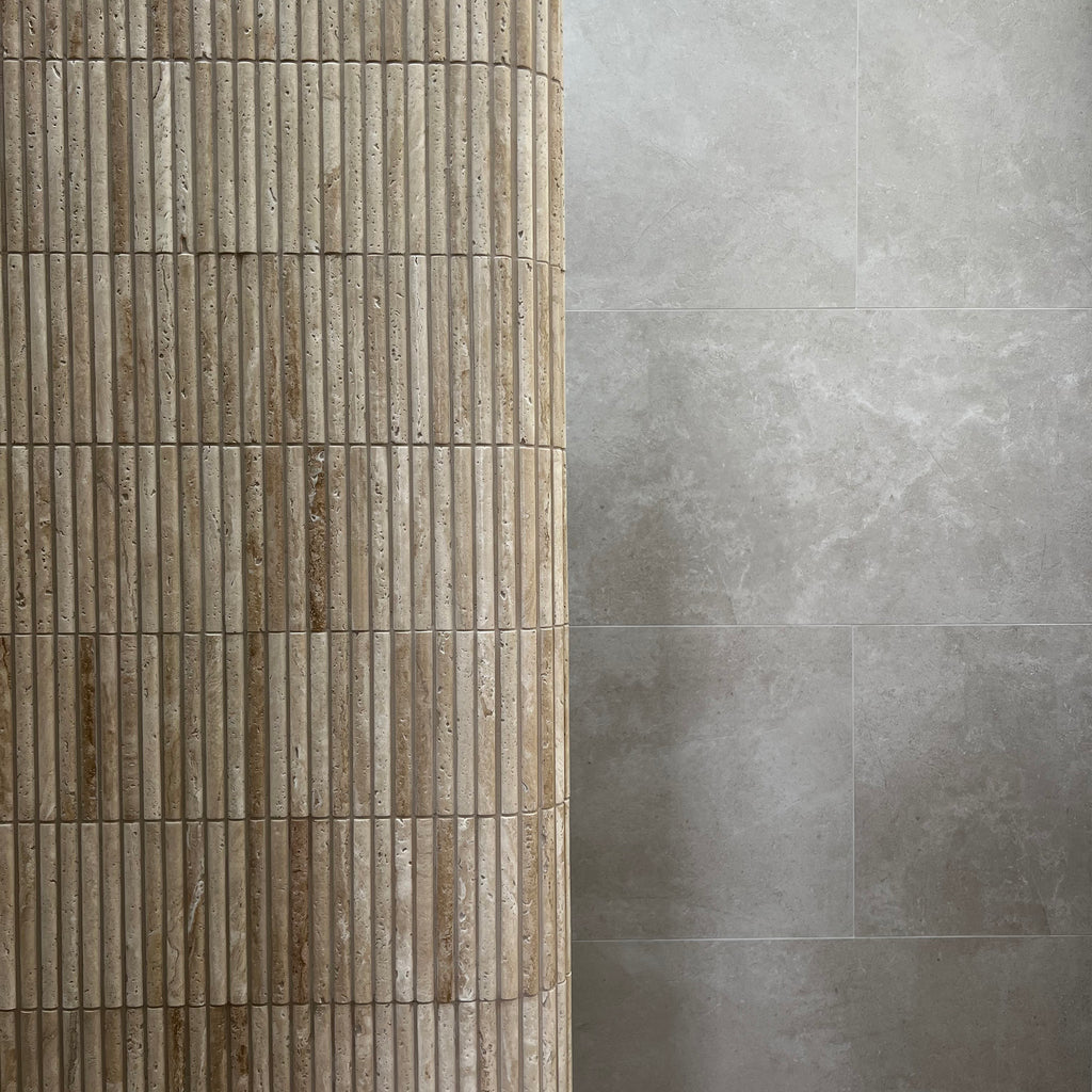 Natural Travertine Embossed Honed Mosaic - lifestyle view