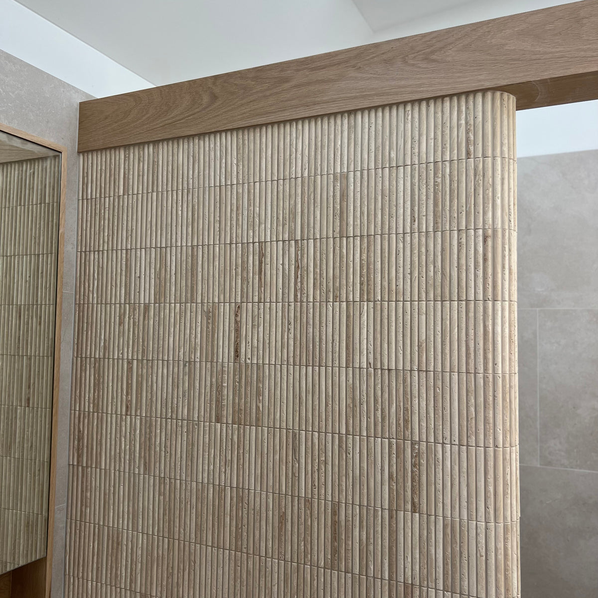 Natural Travertine Embossed Honed Mosaic - lifestyle view
