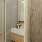 Natural Travertine Embossed Honed Mosaic - lifestyle view