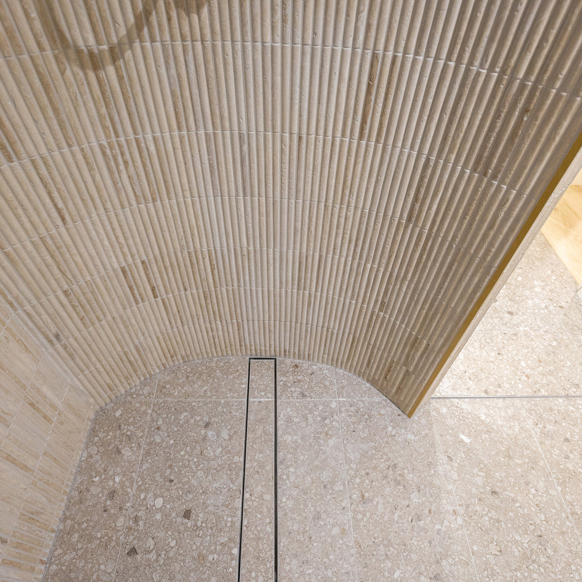 Natural Travertine Embossed Honed Mosaic - lifestyle view