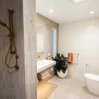 Natural Travertine Embossed Honed Mosaic - lifestyle view
