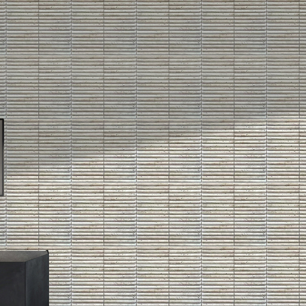 Natural Travertine Embossed Honed Mosaic - lifestyle view