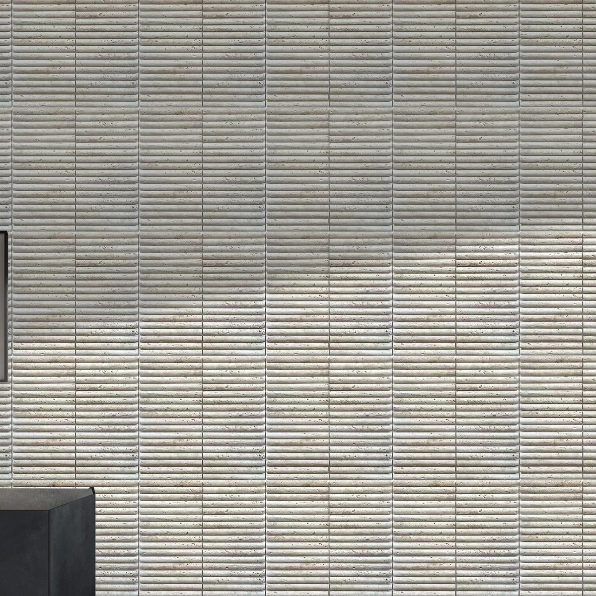 Natural Travertine Embossed Honed Mosaic - lifestyle view