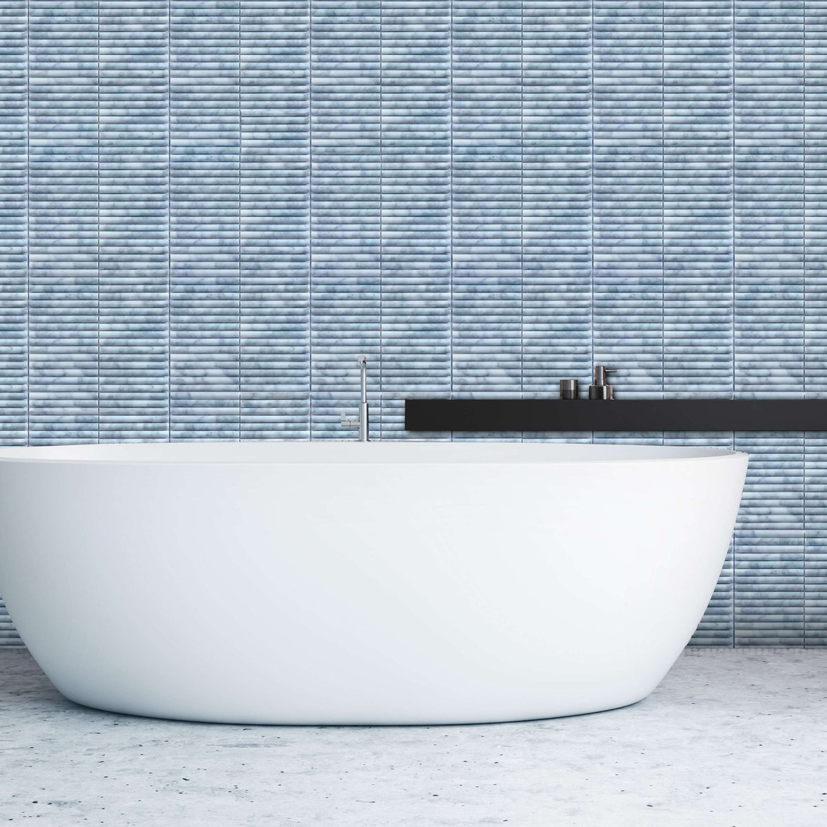 Natural Carrara White Embossed Honed Mosaic - lifestyle view