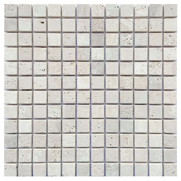 Natural Travertine Square Honed Tumbled Mosaic