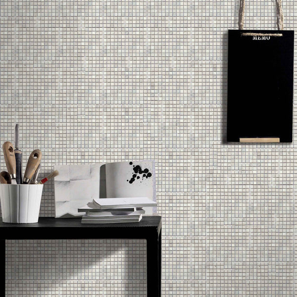 Natural Travertine Square Honed Tumbled Mosaic - lifestyle view