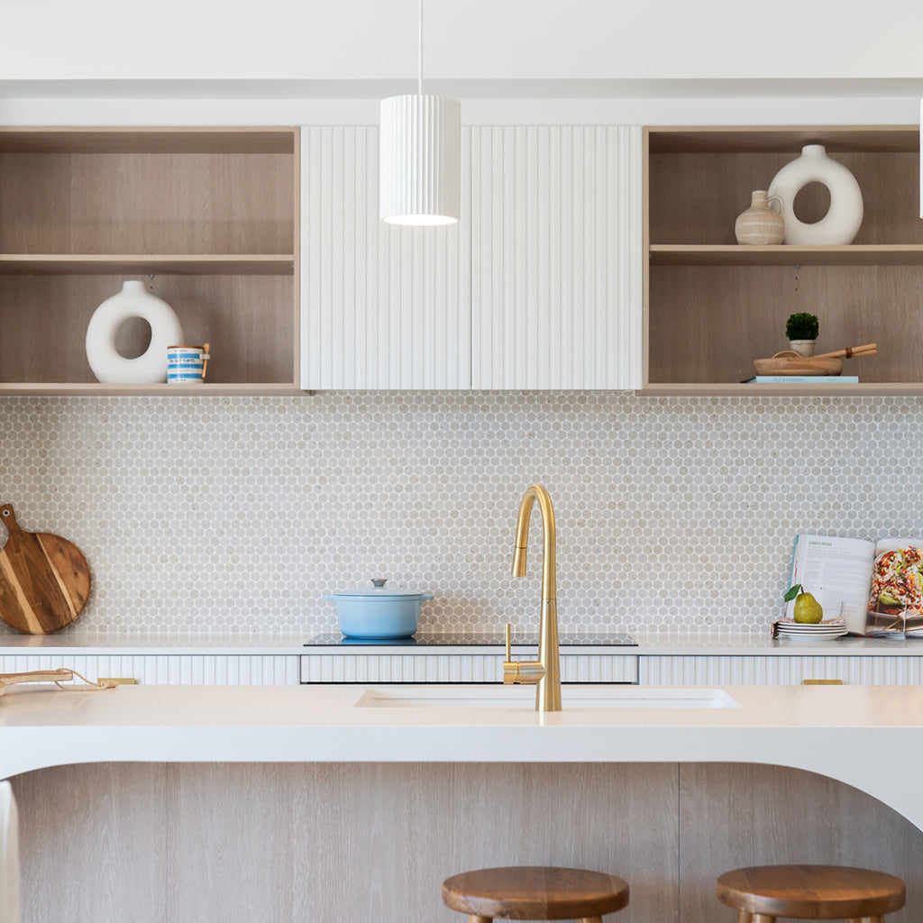 Light Grey Penny Matt Mosaic - lifestyle view