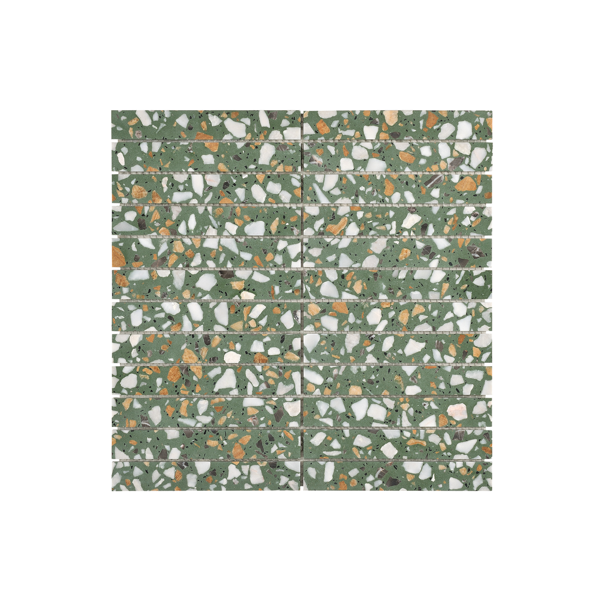 Natural Terrazzo Green Finger Honed Mosaic