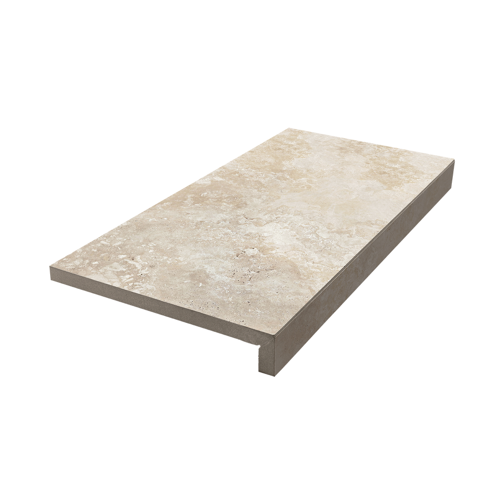 Travertine Crema Structured Textured L Coping 50mm Drop Paver (Pack of 2)