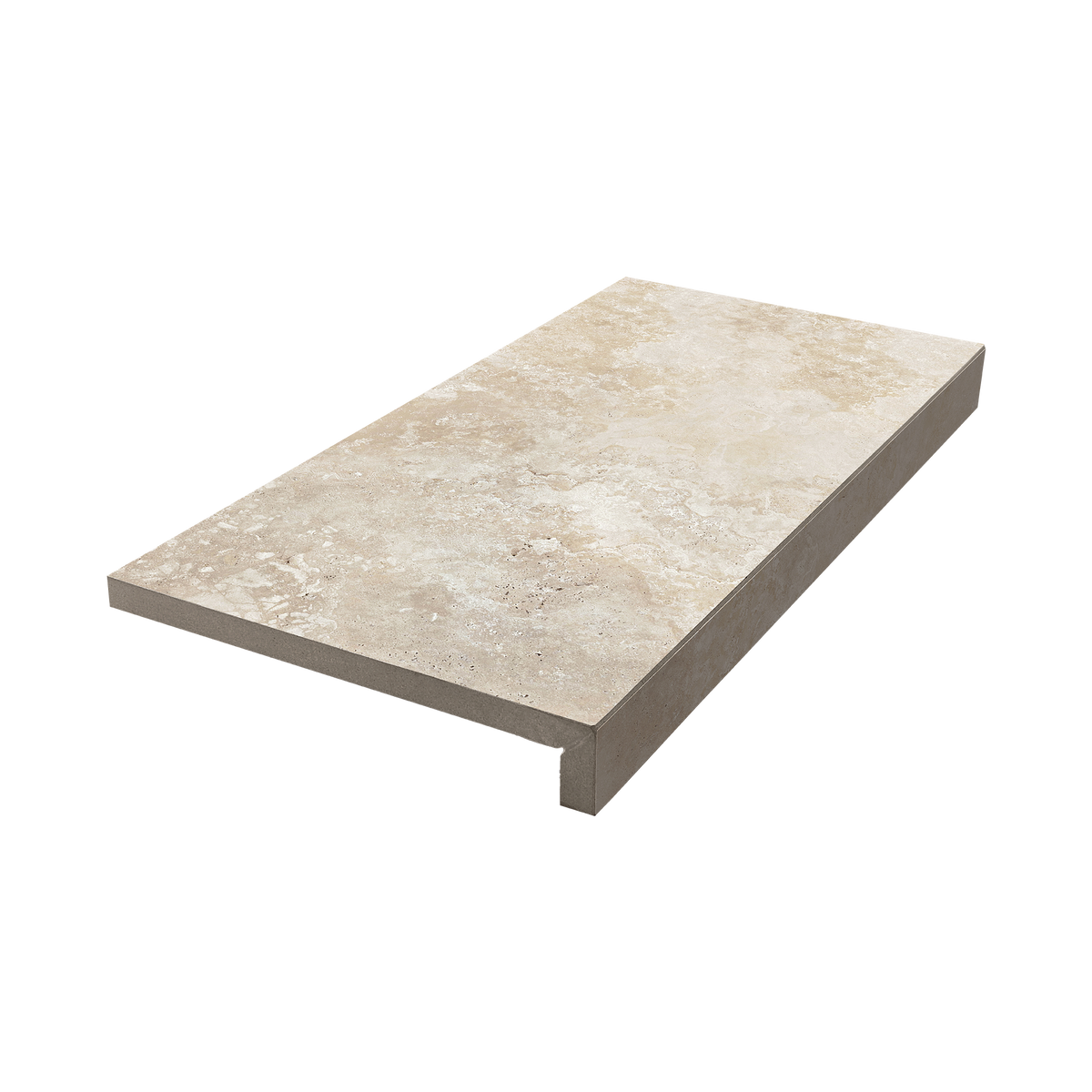 Travertine Crema Structured Textured L Coping 50mm Drop Paver (Pack of 2)