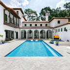 Travertine Grigio Structured Textured L Coping 50mm Drop Paver (Pack of 2) - lifestyle view