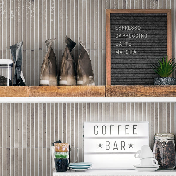 Kitkat Ash Embossed Gloss Tile - lifestyle view
