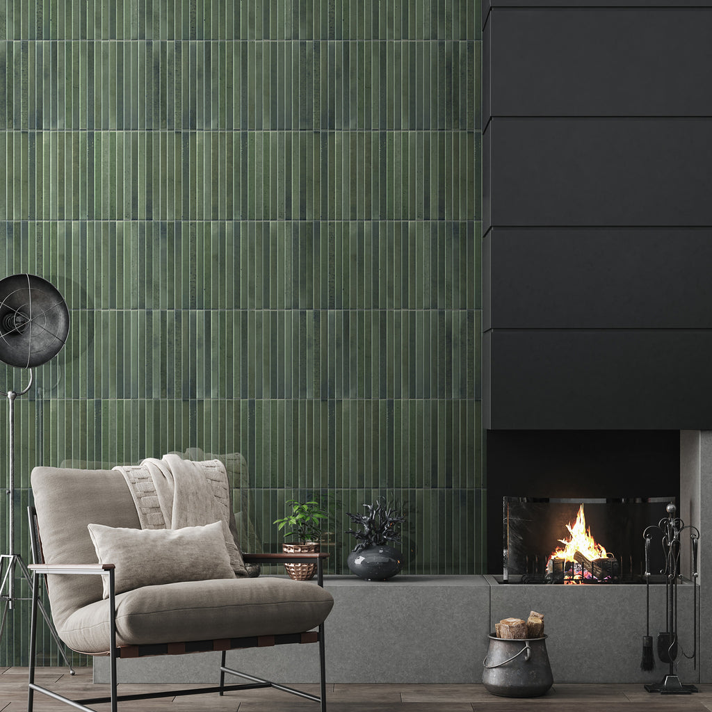 Kitkat Forest Embossed Gloss Tile - lifestyle view