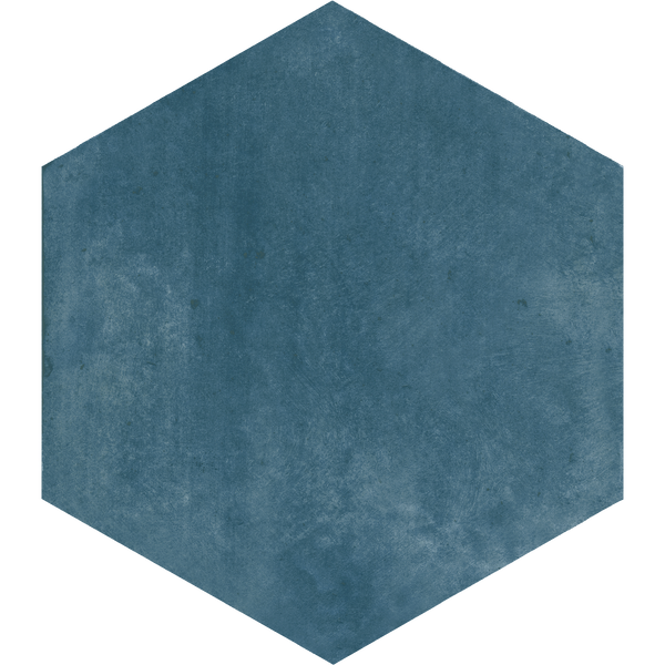 Denia Hexagon Blue Structured Textured Tile