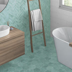 Hexagon Sky Structured Textured Tile - lifestyle view